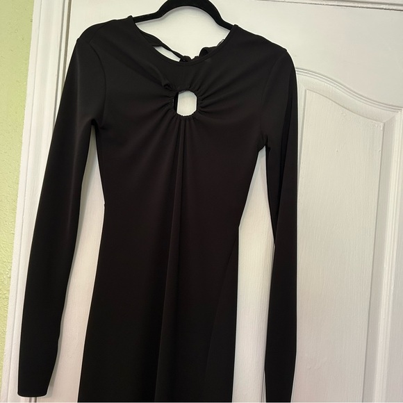 Zara ruched low back black dress ankle lwngthy - Picture 4 of 11